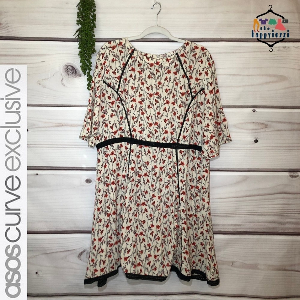 ASOS CURVE Skater Dress With Lace Inserts